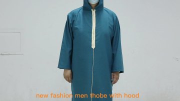 Thobe Muslim With Hood Winter Thobe Men Islamic Clothing Solid Color Arab Design Men Dress Saudi Fashion Islamic Clothing1