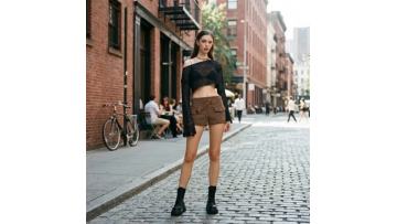 Suede Shorts with Belt and Utility Pockets