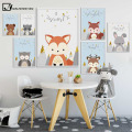 Cartoon Forest Animal Canvas Child Poster Fox Owl Bear Nursery Print Wall Art Picture Painting Nordic Kid Baby Bedroom Decor