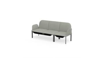 Patent - held Modular Three - Seater Sofa with Armrests Injection - molded Shaped Foam Under - seat Storage Facility and Selectable Charging Socket Baked - Paint Egg - like Metal Legs Ideal for Office C