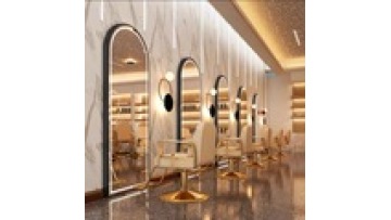 Free sample European wall style modern mounted simple LED with light hotel hair cutting Barber salon gold mirror1
