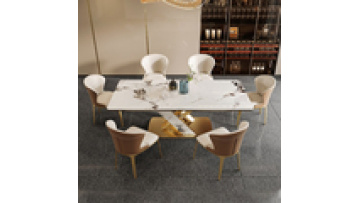 Home furniture dining table set dining table and chair 8 seater white marble rectangle dining table set1
