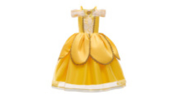 Belle Princess Dress Halloween Girls Costume Yellow Party Dress Beauty and Beast Clothing Children Costume1