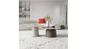 Modern luxury design round stone gold coffee table steel and leather center table living room furniture1