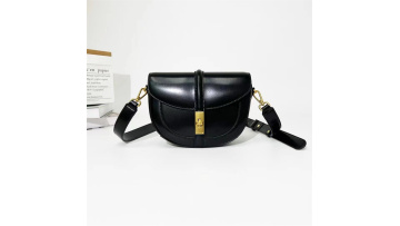 High quality saddle genuine leather crossbody blac