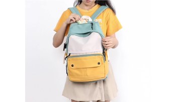 New casual pink foldable student canvas laptop compartment shoulder backpack bags for teenagers1