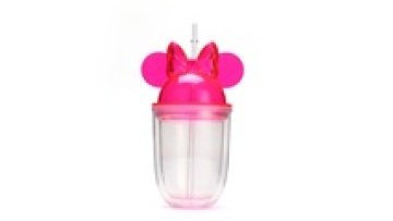 New Double-layer Plastic Straw Cup Mickey Ears Ice Cup Water Bottle Tumbler with Lid and Straw1