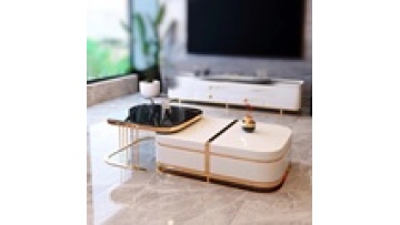 Glass Gold Set Marble Stone Brass Coffee Table1