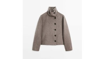 Women's minimalist commuting short style wool high neck short coat