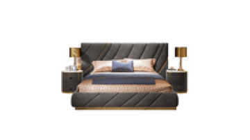 Luxury bedroom furniture set Italian customized leather big headboard up-holstered bed frame modern king size bed1