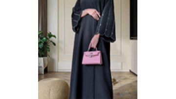 UNI Islamic Clothing Dubai Luxury Abaya Women Muslim Dress Diamond Beaded Black Abaya Cardigan Front Open Abaya Wholesale1