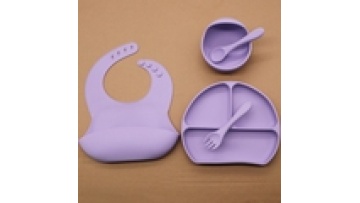 BPA free Silicone children's tablewarel food grade auxiliary food bowl integrated feeding set baby learn to eat1