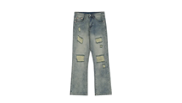Mens Baggy Trousers Flare Denim Distressed Ripped Jeans Top Quality for Men1