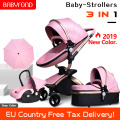 Free ship!Babyfond 3 in 1 baby stroller European Pram Suit for Lying & Seat leather two-way shock Eggshell send umbrella Newborn