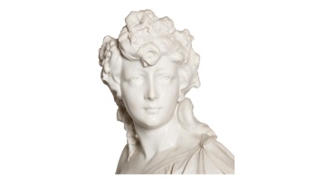 Handcrafted Antique Floral Marble Statue Bust