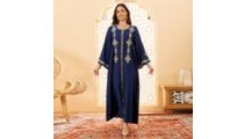 Wholesale 2024 Hot Sale Womens Muslim Clothes Embroidery Turkey Dress Casual Abaya Dubai Daily Winter Abaya Long Dress1