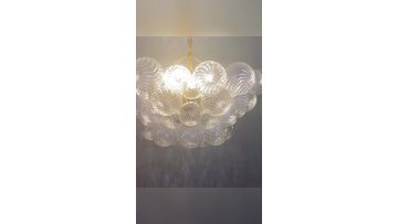 Spiral-textured glass chandelier