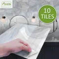 Funlife® BRILLIANT™ 15/20cm Pearly White Marble Wall Sticker Waterproof PVC DIY PVC Tile Sticker for Bathroom Kitchen Home Decor