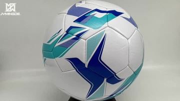 blue machine stitched soccer ball