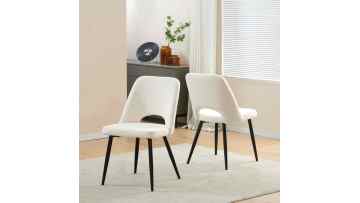 BR-23A45 Elegant White Fabric Dining Chair for Cozy Home Meals