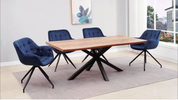 TL-22F02 Elegant 180cm Industrial Nature Dining Table with Wood Veneer Top​