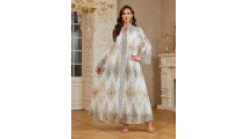 Modest Floral Vintage Printed Robe Long Abaya Women Muslim Dress Dubai Morocco Turkey Fashion Breathable Dress for Summer1