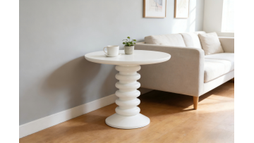 BR-25ED01 Matte White Round Coffee Table for Modern Living Rooms