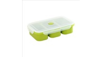 Factory Direct Microwave Safe Silicone 3-Grid Bento Box Foldable Lunch Container School Travel Outdoor Food Kitchen Food Grade1