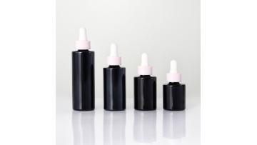 Black Glass Bottle With Pink Dropper 