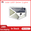 100 LED Solar Light Motion Sensor Wall Lamp Waterproof Solar Lamp Outdoor Solar Powered Sunlight Garden Decor Street Light