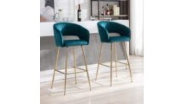 Modern Bar Chairs with Footrests - Wholesale Customization for Kitchens (Blue, Green, Gold)1