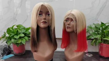 Wholesale Red Orange Pink Purple Blue Brazilian wig bob short wigsnatural human hair ombre colored short bob cut lace front wig1