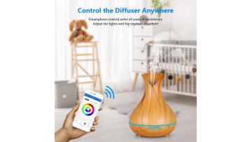 400ml Ultrasonic Wood Grain WiFi Vase Aroma DiFfuser-10
