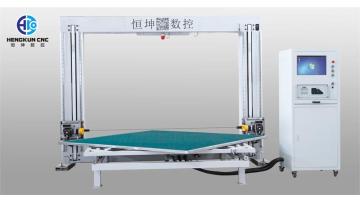 Oscillating blade foam cutting machine with turntable