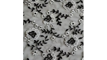 2021 new high quality black embroidery net wedding evening dresses floral  fabrics for dresses1