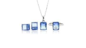 GS0000416 Crystal Blue Pendant Necklace  Jewelry S
