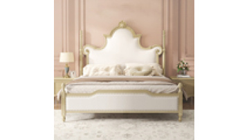 French solid wood bed home air pressure storage high box master bedroom double up-holstered beds1