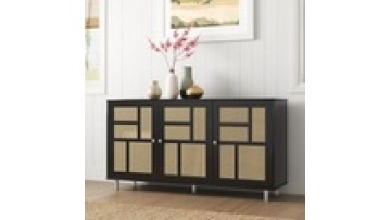 2024 hot selling  nordic style  natural  sideboard modern designs solid wood rattan storage living room kitchen cabinet1
