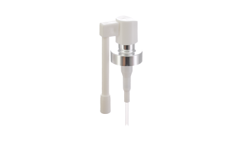 20 mm shiny silver crimp pump with long nozzle medical oral sprayer