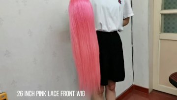 Colorful 13x4 13x6 transparent frontal lace wig 100% virgin human hair hd transparent swiss lace front wig pink wigs1