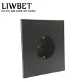 LIWBET EU Standard Wall Socket And Black Color Stainless Steel Panel Socket