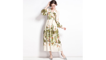 v neck floral printed dress