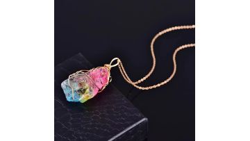 Seven colored natural primitive crystal pendant