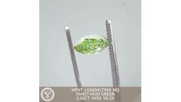 Fancy Vivid Green Lab Diamond Marquise Cut HPHT 1.06ct VVS2