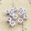 New Arrival 10*10MM Single Letter O Printing Acrylic Beads 550PCS/Lot Square Cube Plastic Alphabet Initial Lucite Spacer Bead