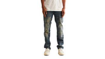 Custom Flare vintage Washed Men Ripped Stacked Jeans Men's Jeans Distressed Destroyed Holes Good Quality Men Jeans1