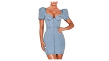 Plus Size Custom Blue Jean Dresses Cotton Denim Mini Sexy Bodycon Dress Women1