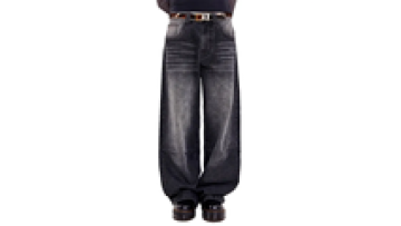 Mens Long High Waist Loose Wide Leg Washed Denim Jeans Pants for Men1