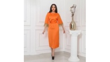 Turkish Abaya Wholesale square Neck Short Tassel Sleeve Solid Material Dress Islamic Clothing Abaya Dress Women1