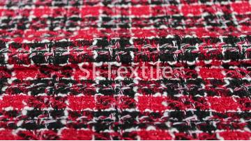 Black Red Woven Plaid 100% Polyester Fabric for Brand Design Suit